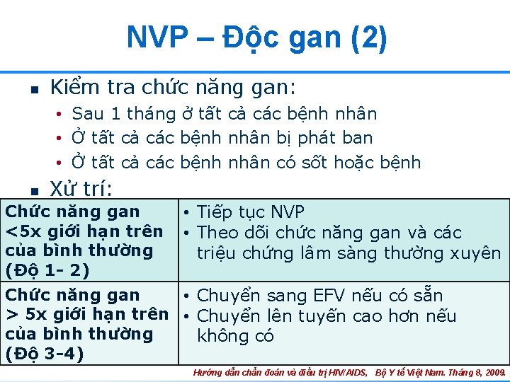 NVP – Độc gan (2) n Kiểm tra chức năng gan: • Sau 1