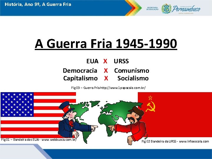 História, Ano 9º, A Guerra Fria 1945 -1990 EUA X URSS Democracia X Comunismo