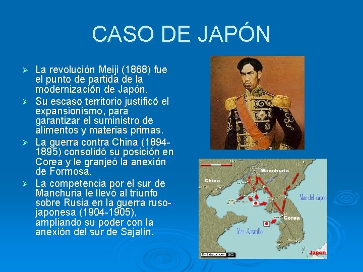 CASO DE JAPÓN Ø Ø La revolución Meiji (1868) fue el punto de partida CASO DE JAPÓN Ø Ø La revolución Meiji (1868) fue el punto de partida