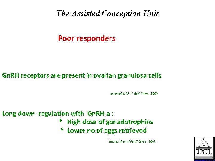 The Assisted Conception Unit Poor responders Gn. RH receptors are present in ovarian granulosa