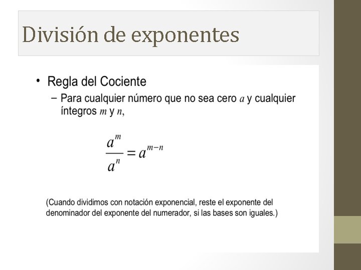 División de exponentes División de exponentes