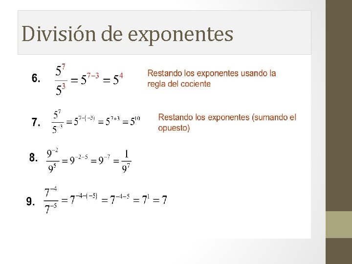 División de exponentes División de exponentes