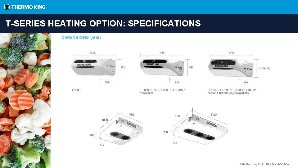 T-SERIES HEATING OPTION: SPECIFICATIONS DIMENSIONS (mm) © Thermo King 2018. Strictly confidential. 