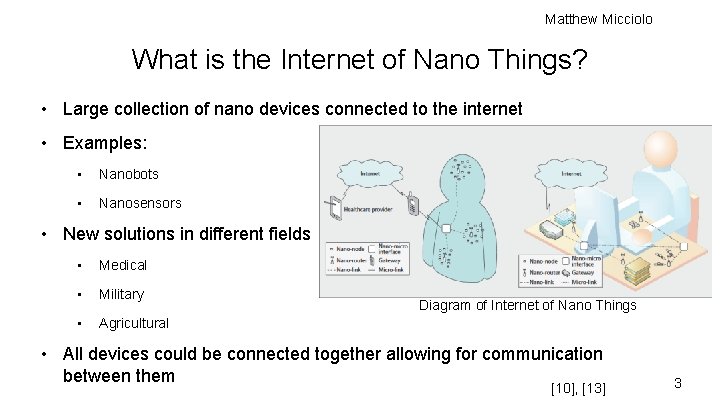 Matthew Micciolo What is the Internet of Nano Things? • Large collection of nano