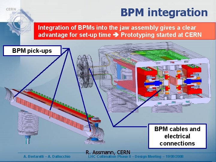 BPM integration Integration of BPMs into the jaw assembly gives a clear advantage for