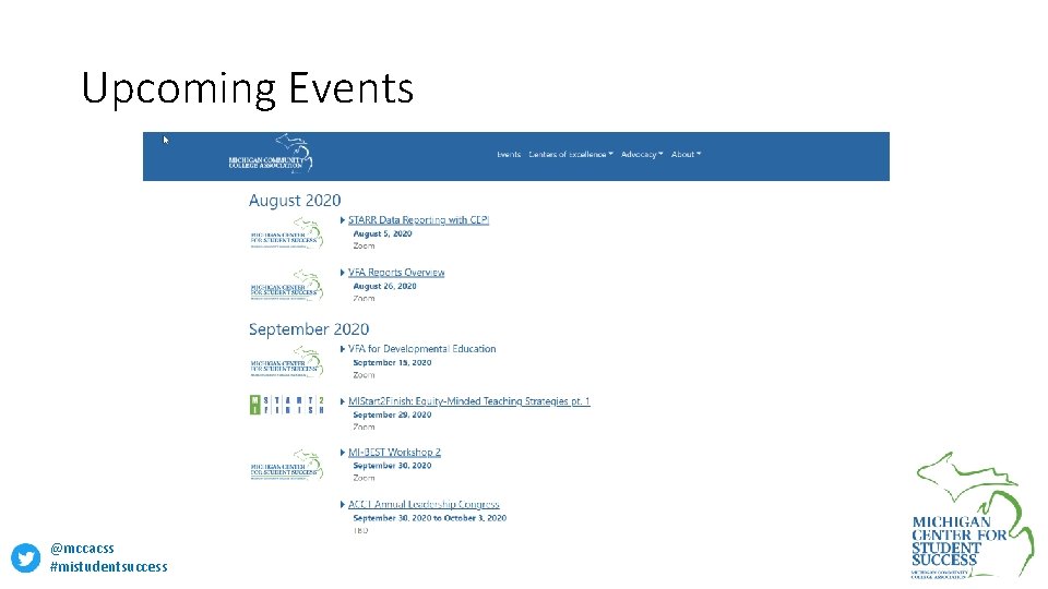 Upcoming Events @mccacss #mistudentsuccess 