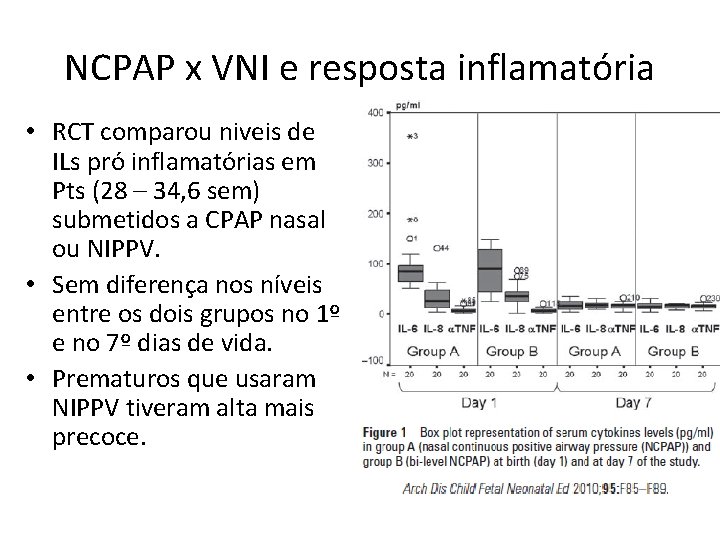 NCPAP x VNI e resposta inflamatória • RCT comparou niveis de ILs pró inflamatórias