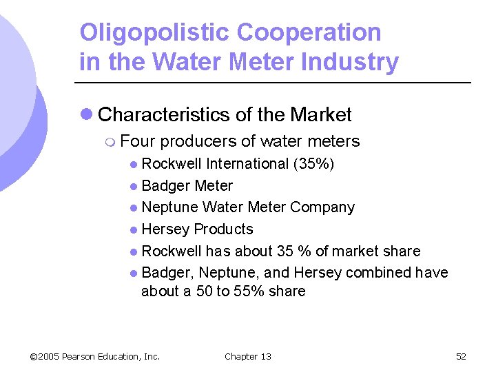 Oligopolistic Cooperation in the Water Meter Industry l Characteristics of the Market m Four