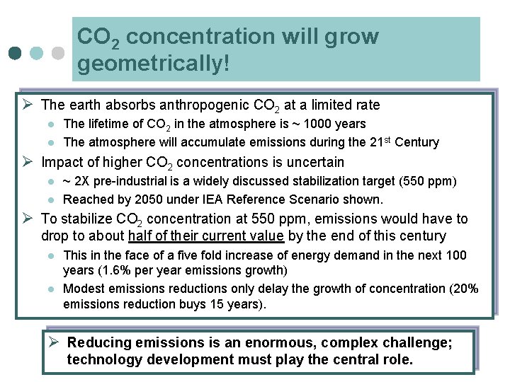 CO 2 concentration will grow geometrically! Ø The earth absorbs anthropogenic CO 2 at