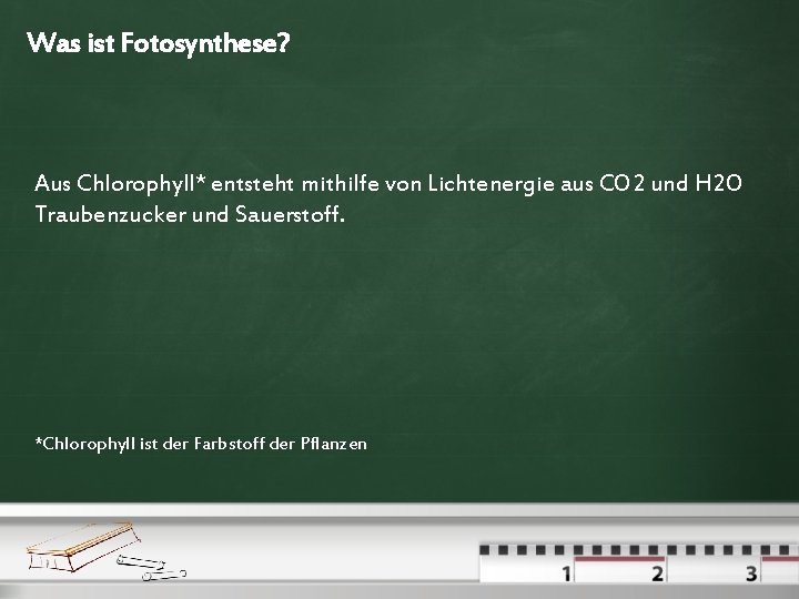 Was ist Fotosynthese? Aus Chlorophyll* entsteht mithilfe von Lichtenergie aus CO 2 und H