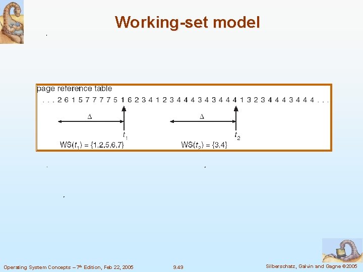 Working-set model Operating System Concepts – 7 th Edition, Feb 22, 2005 9. 49