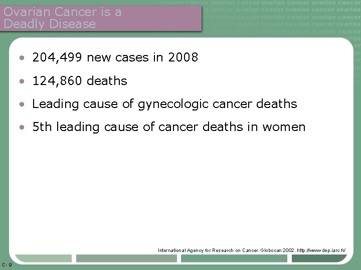 Ovarian Cancer is a Deadly Disease • 204, 499 new cases in 2008 •