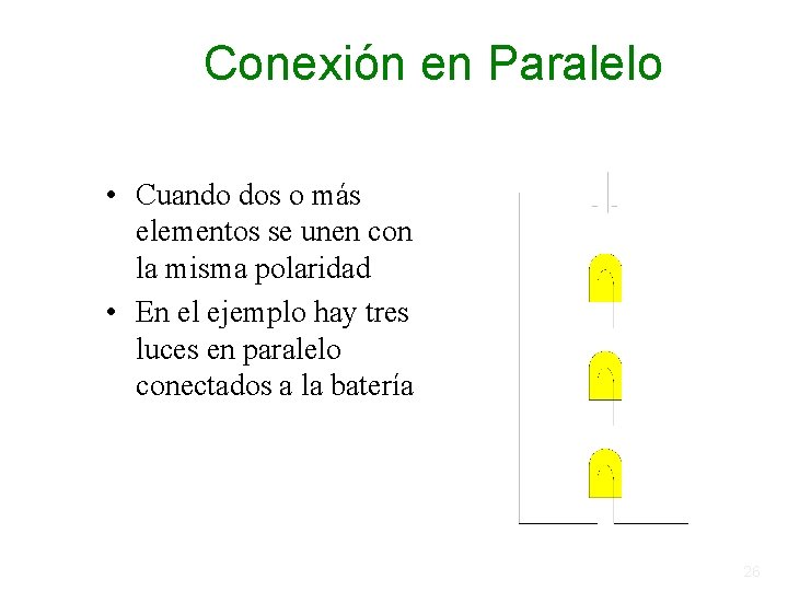 Conexión en Paralelo • Cuando dos o más elementos se unen con la misma Conexión en Paralelo • Cuando dos o más elementos se unen con la misma