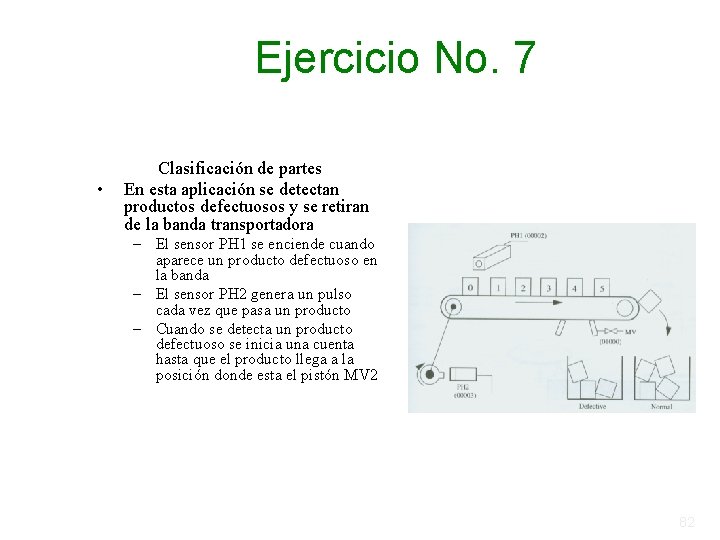 Ejercicio No. 7 • Clasificación de partes En esta aplicación se detectan productos defectuosos Ejercicio No. 7 • Clasificación de partes En esta aplicación se detectan productos defectuosos