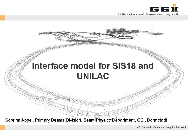 GSI Helmholtzzentrum für Schwerionenforschung Gmb. H Interface model for SIS 18 and UNILAC Sabrina