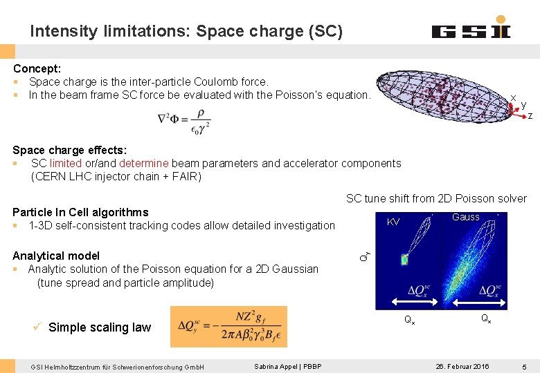 Intensity limitations: Space charge (SC) Concept: § Space charge is the inter-particle Coulomb force.