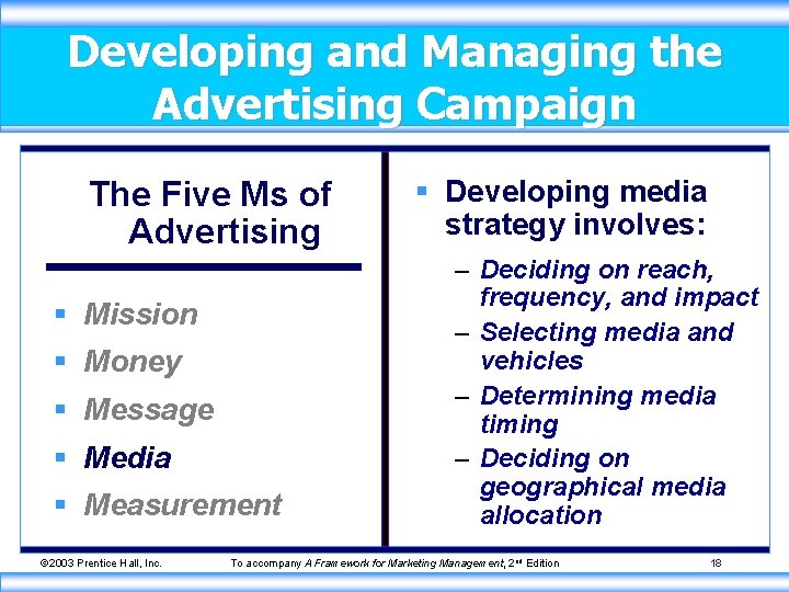 Developing and Managing the Advertising Campaign The Five Ms of Advertising § Mission §