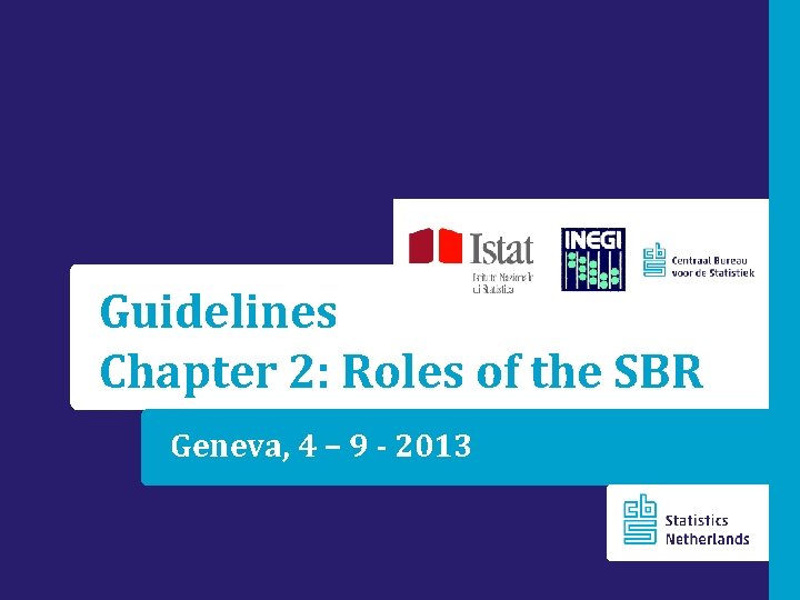 Guidelines Chapter 2: Roles of the SBR Geneva, 4 – 9 - 2013 