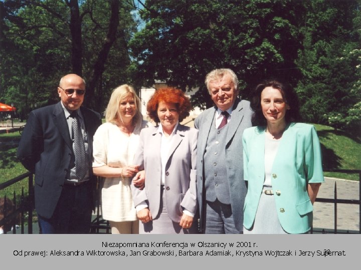Niezapomniana Konferencja w Olszanicy w 2001 r. 38 Od prawej: Aleksandra Wiktorowska, Jan Grabowski,