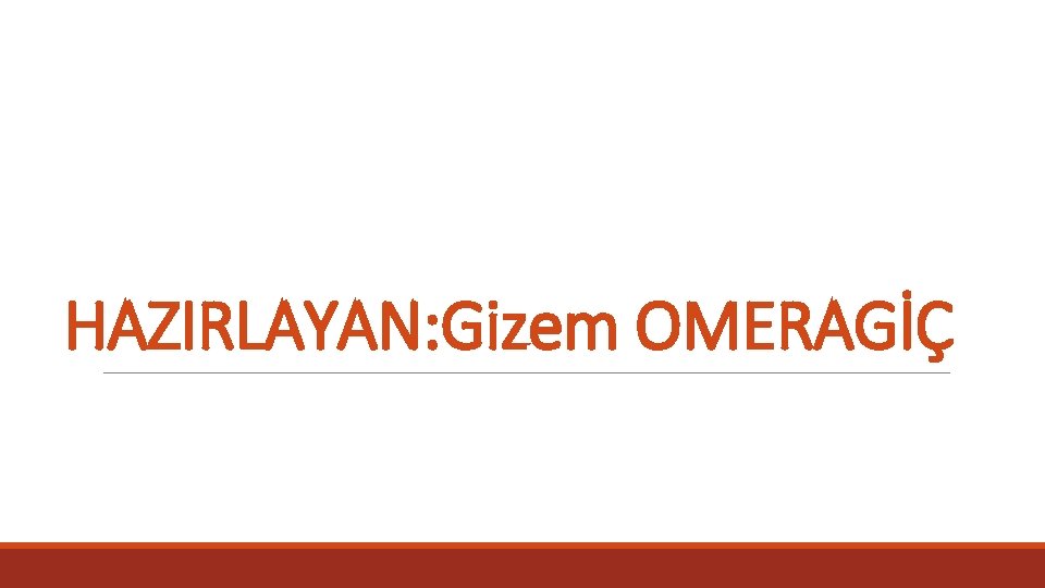 HAZIRLAYAN: Gizem OMERAGİÇ 