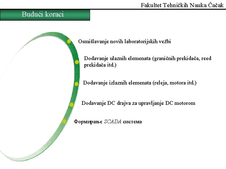 Fakultet Tehničkih Nauka Čačak Budući koraci Osmišlavanje novih laboratorijskih vežbi Dodavanje ulaznih elemenata (graničnih