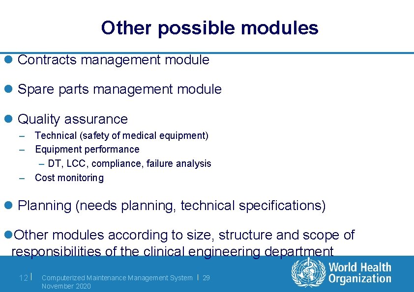 Maintenance Management Module Computerized Maintenance Management System Presented By Presenter Name
