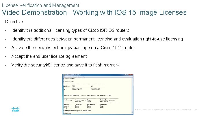 License Verification and Management Video Demonstration - Working with IOS 15 Image Licenses Objective