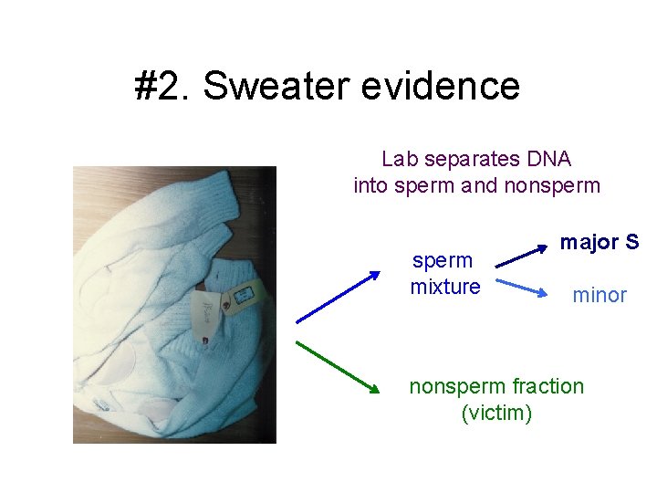 #2. Sweater evidence Lab separates DNA into sperm and nonsperm mixture major S minor