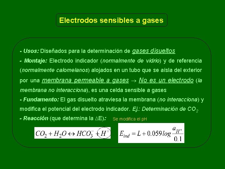 Electrodos sensibles a gases - Usos: Diseñados para la determinación de gases disueltos -