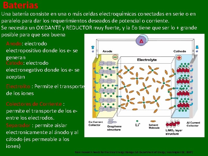 Baterias Una batería consiste en una o más celdas electroquímicas conectadas en serie o