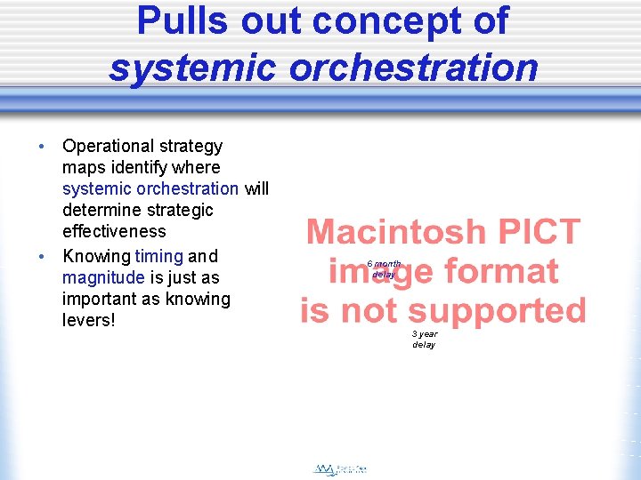 Pulls out concept of systemic orchestration • Operational strategy maps identify where systemic orchestration