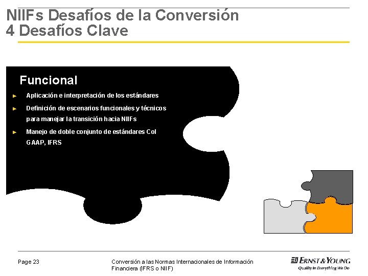 NIIFs Desafíos de la Conversión 4 Desafíos Clave Funcional ► Aplicación e interpretación de