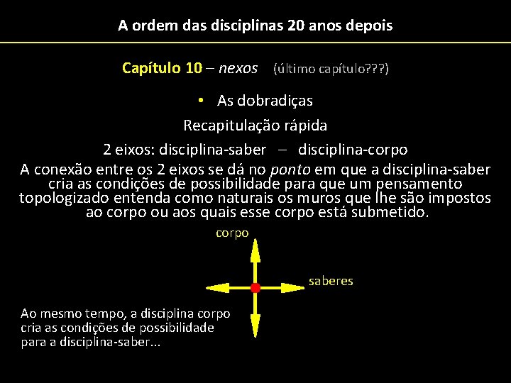 A ordem das disciplinas 20 anos depois Capítulo 10 – nexos (último capítulo? ?