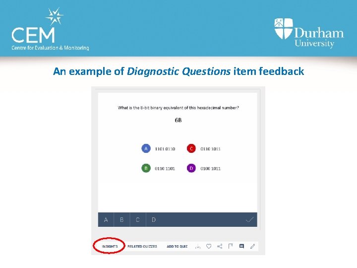 An example of Diagnostic Questions item feedback 