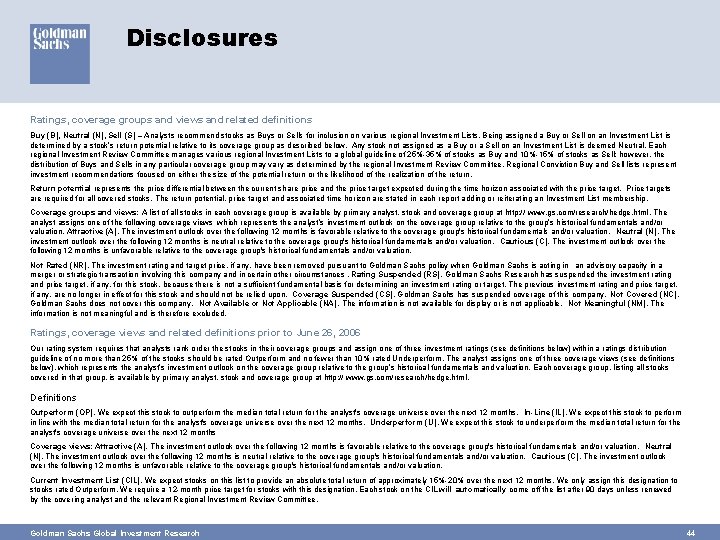 Disclosures Ratings, coverage groups and views and related definitions Buy (B), Neutral (N), Sell