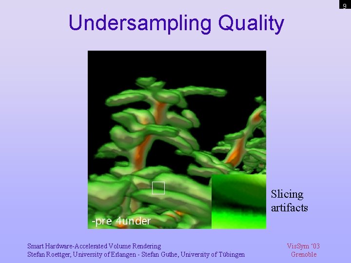 9 Undersampling Quality Slicing artifacts Smart Hardware-Accelerated Volume Rendering Stefan Roettger, University of Erlangen