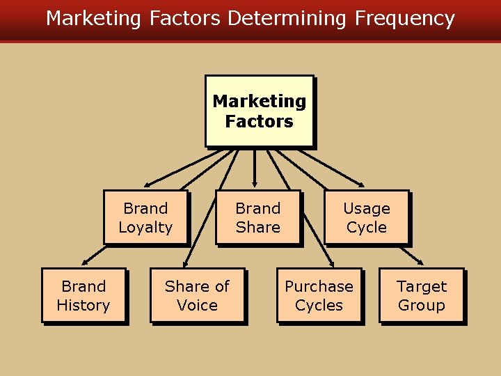Marketing Factors Determining Frequency Marketing Factors Brand Loyalty Brand History Share of Voice Brand Marketing Factors Determining Frequency Marketing Factors Brand Loyalty Brand History Share of Voice Brand