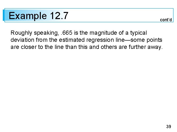 Example 12. 7 cont’d Roughly speaking, . 665 is the magnitude of a typical