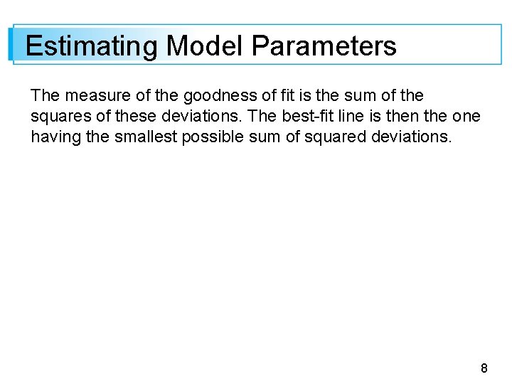 Estimating Model Parameters The measure of the goodness of fit is the sum of