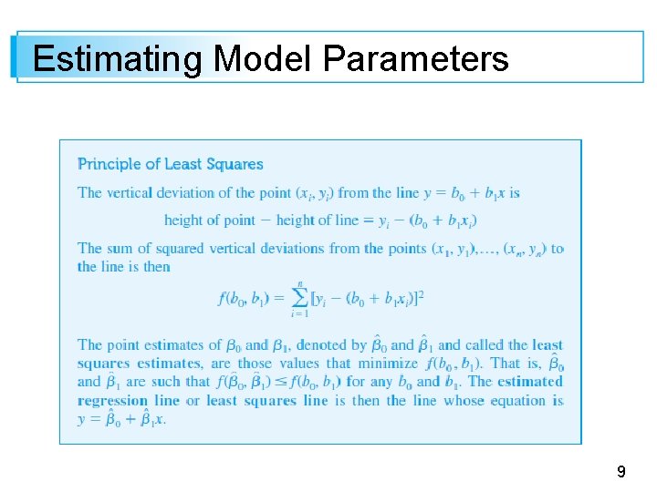 Estimating Model Parameters 9 