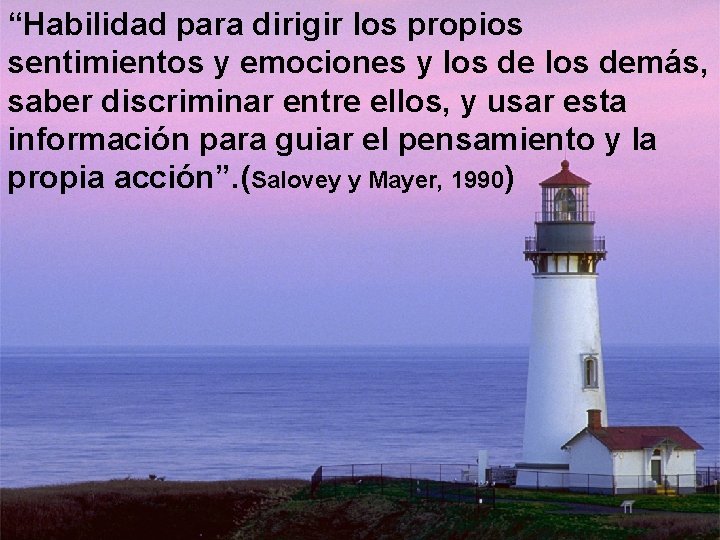 “Habilidad para dirigir los propios sentimientos y emociones y los demás, saber discriminar entre