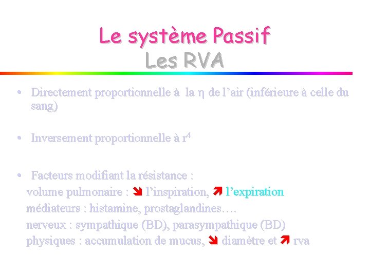 Le système Passif Les RVA • Directement proportionnelle à la de l’air (inférieure à