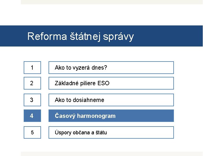 Reforma štátnej správy 1 Ako to vyzerá dnes? 2 Základné piliere ESO 3 Ako