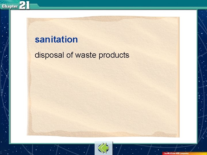 sanitation disposal of waste products 