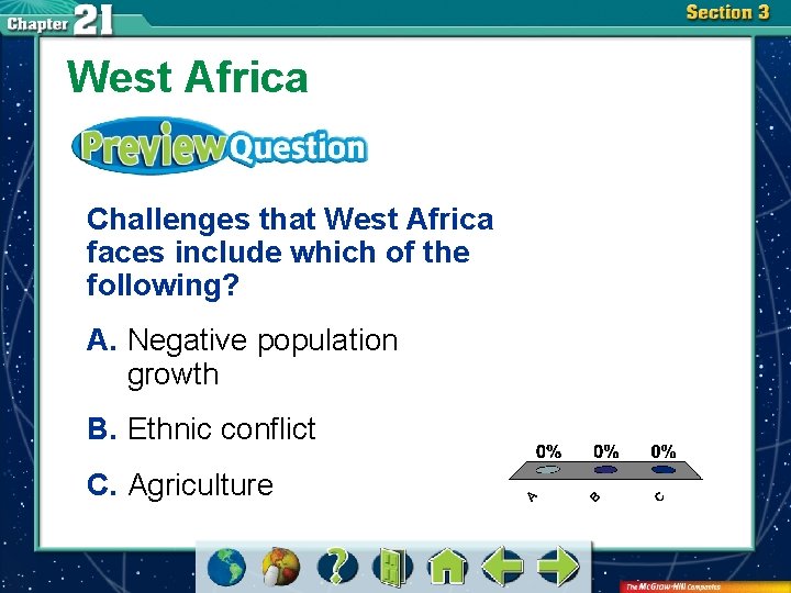 West Africa Challenges that West Africa faces include which of the following? A. Negative