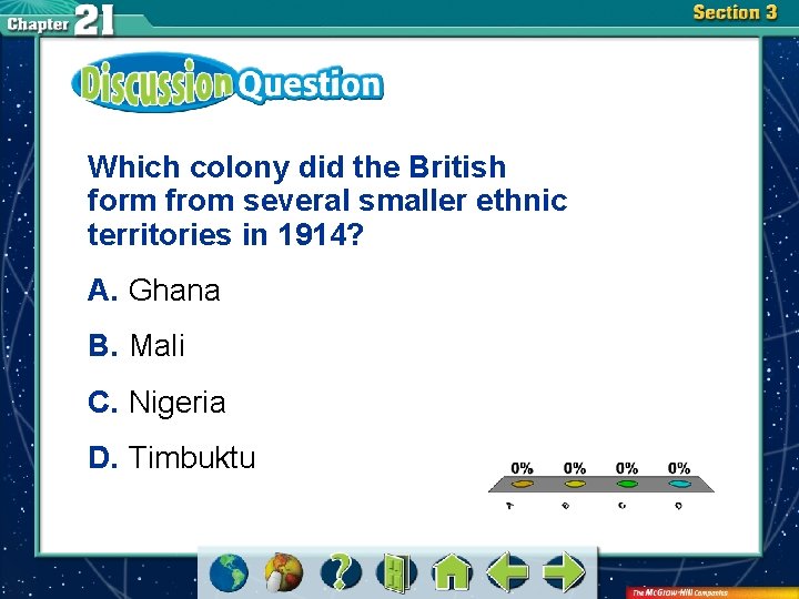 Which colony did the British form from several smaller ethnic territories in 1914? A.