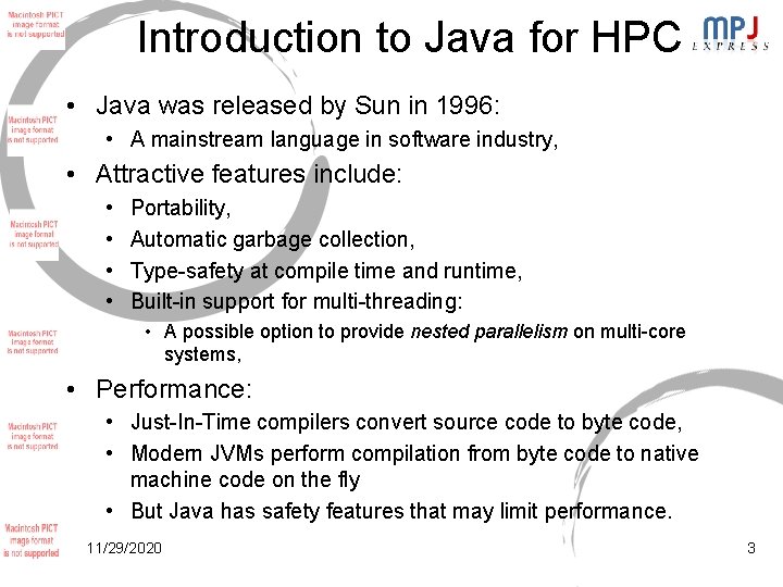 Introduction to Java for HPC • Java was released by Sun in 1996: • Introduction to Java for HPC • Java was released by Sun in 1996: •