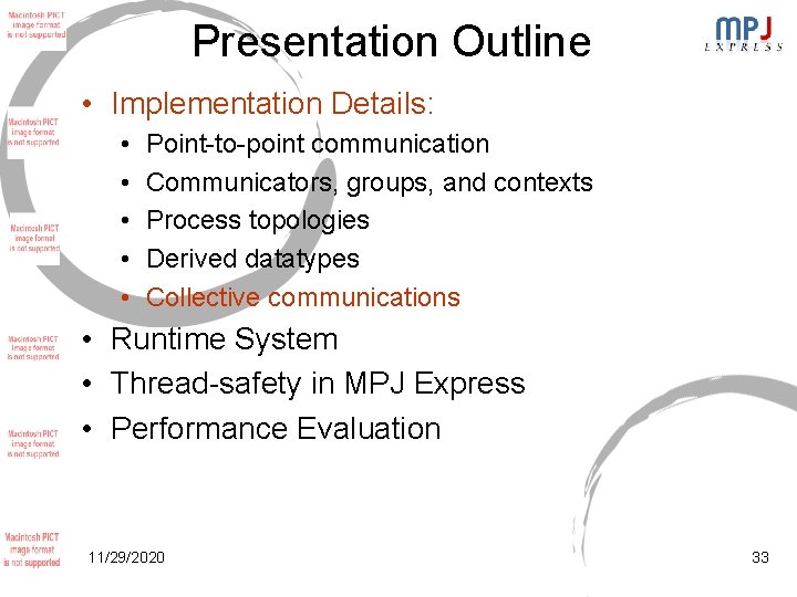 Presentation Outline • Implementation Details: • • • Point-to-point communication Communicators, groups, and contexts Presentation Outline • Implementation Details: • • • Point-to-point communication Communicators, groups, and contexts