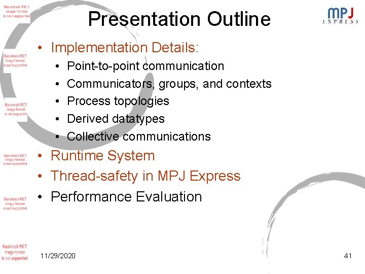 Presentation Outline • Implementation Details: • • • Point-to-point communication Communicators, groups, and contexts Presentation Outline • Implementation Details: • • • Point-to-point communication Communicators, groups, and contexts