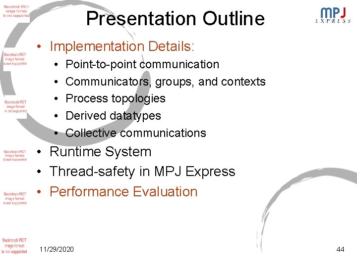 Presentation Outline • Implementation Details: • • • Point-to-point communication Communicators, groups, and contexts Presentation Outline • Implementation Details: • • • Point-to-point communication Communicators, groups, and contexts